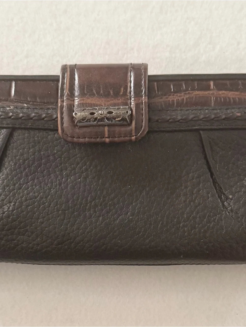 Brighton Black Brown Leather Organizer Wallet Zip Around Card ID Holder